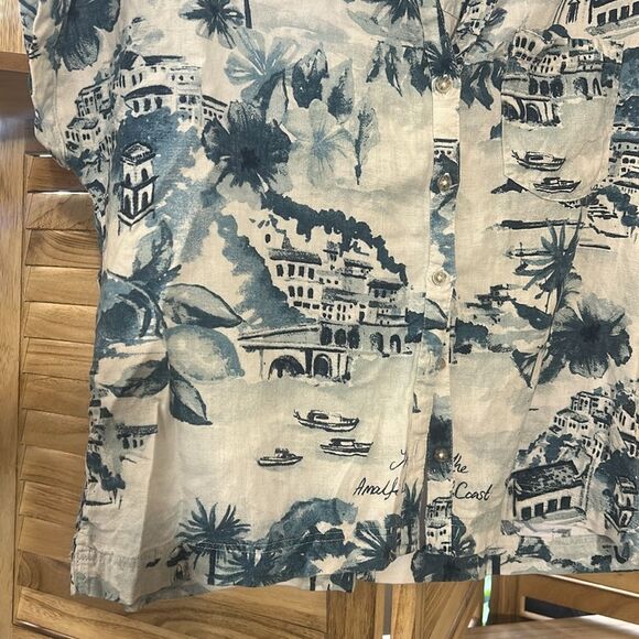 Cynthia Rowley Blue and White Casual Button Down Shirt - Picture 2 of 9